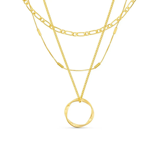 Öppen Circle Three Row Halsband | Guld