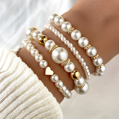 Pärl Stacking Armband Set av 4