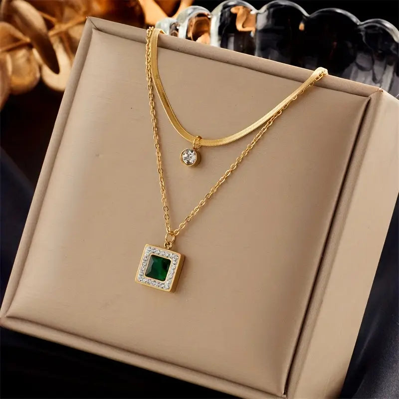 Guld Smaragd Lagrad Halsband