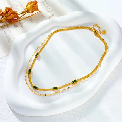 Sister Gem Double-Layer Retro Halsband | Guld