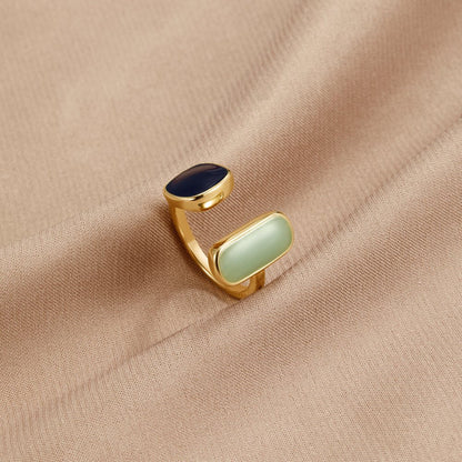 Guld Dual Sten Öppen Ring