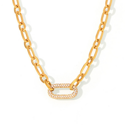 Paved Grov Kedja Länk Smycke Set | Guld