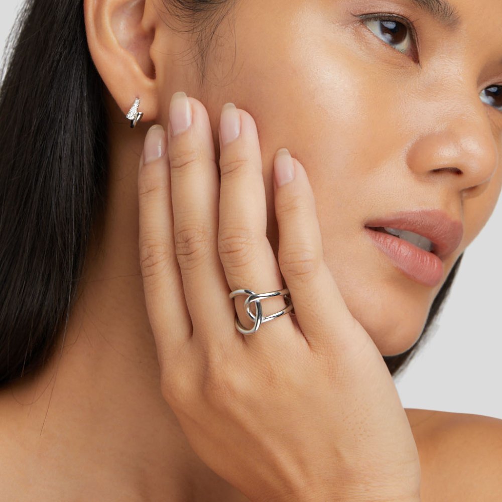 Silver Interlocking Öppen Ring