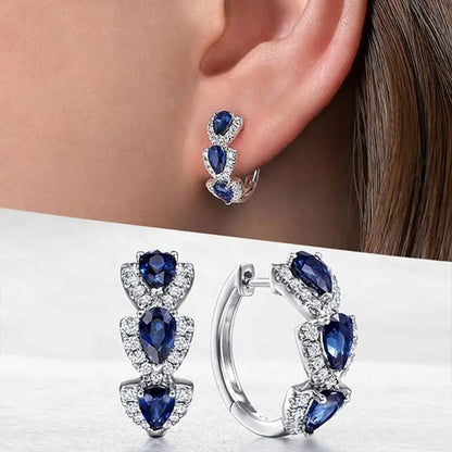 Silver Safir Halo Creoler
