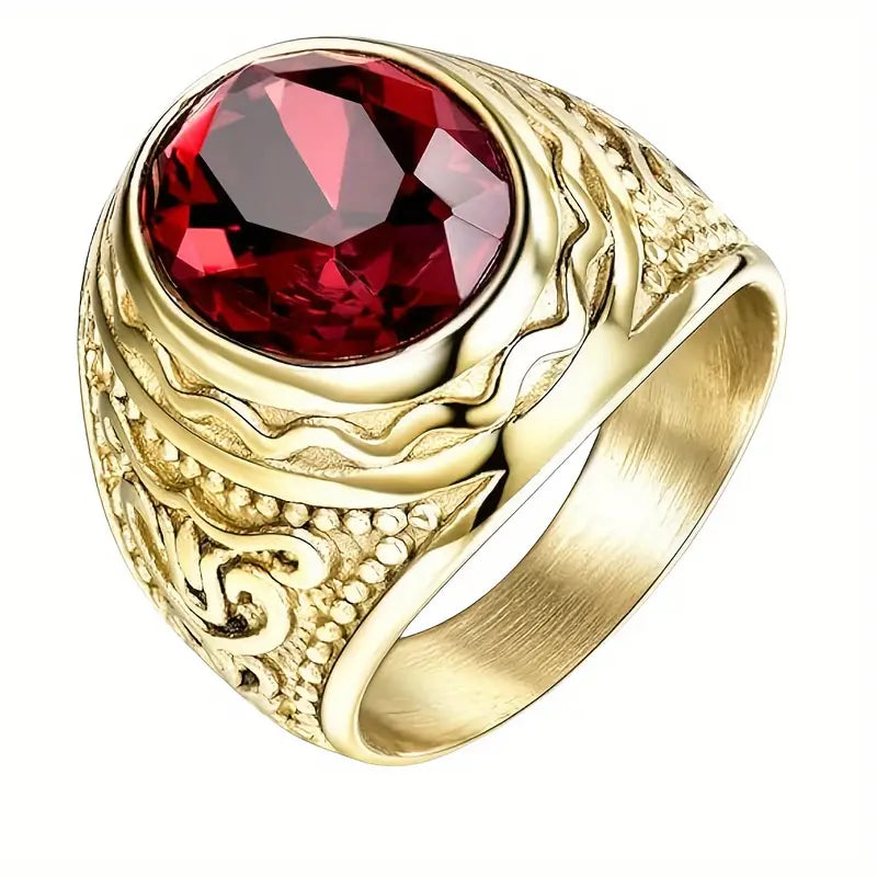 Guld Rubin Graverad Ring