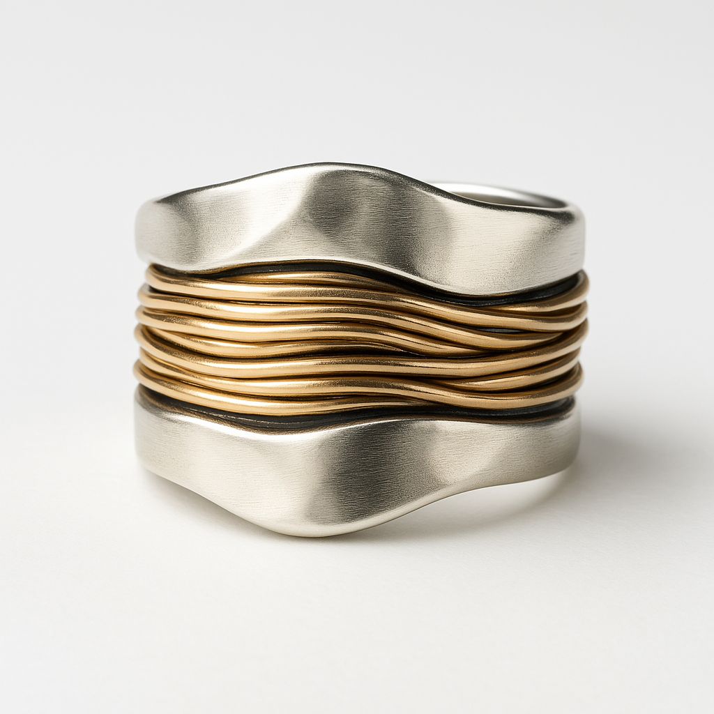 Silver Gyllene Trådar Ring