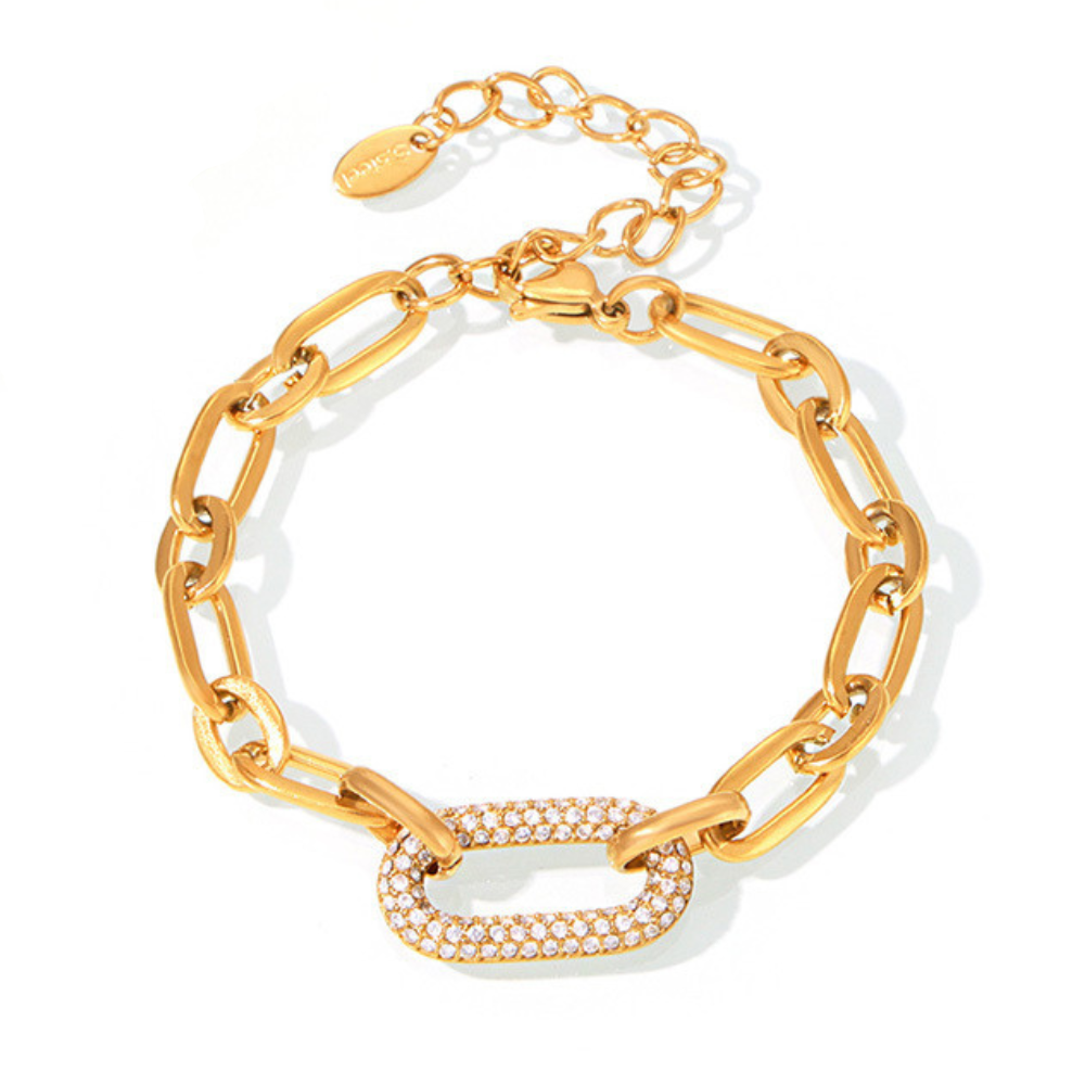 Paved Grov Kedja Länk Smycke Set | Guld