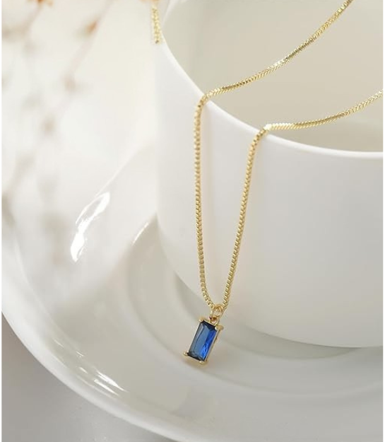 Guld Safir Minimalistisk Halsband
