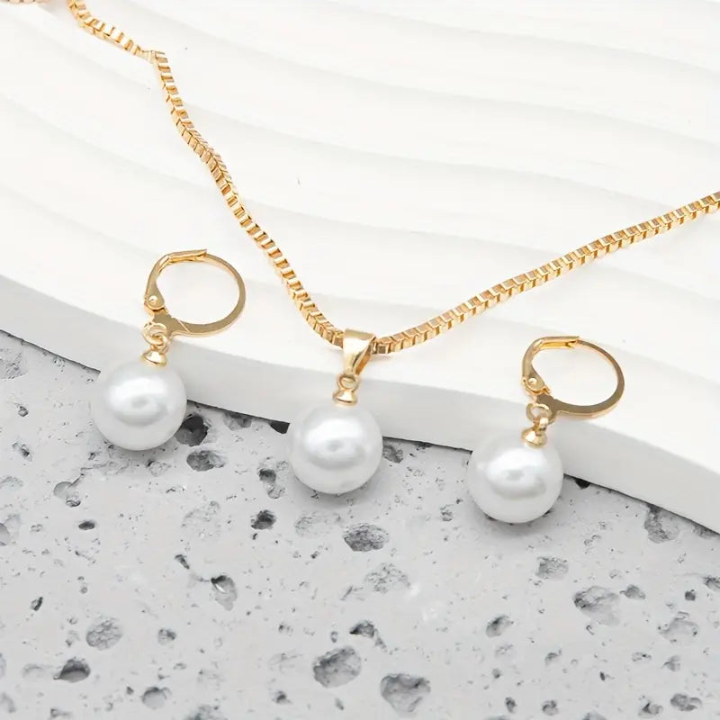 Gyllene Grace Pärl Smycke Set | Guld