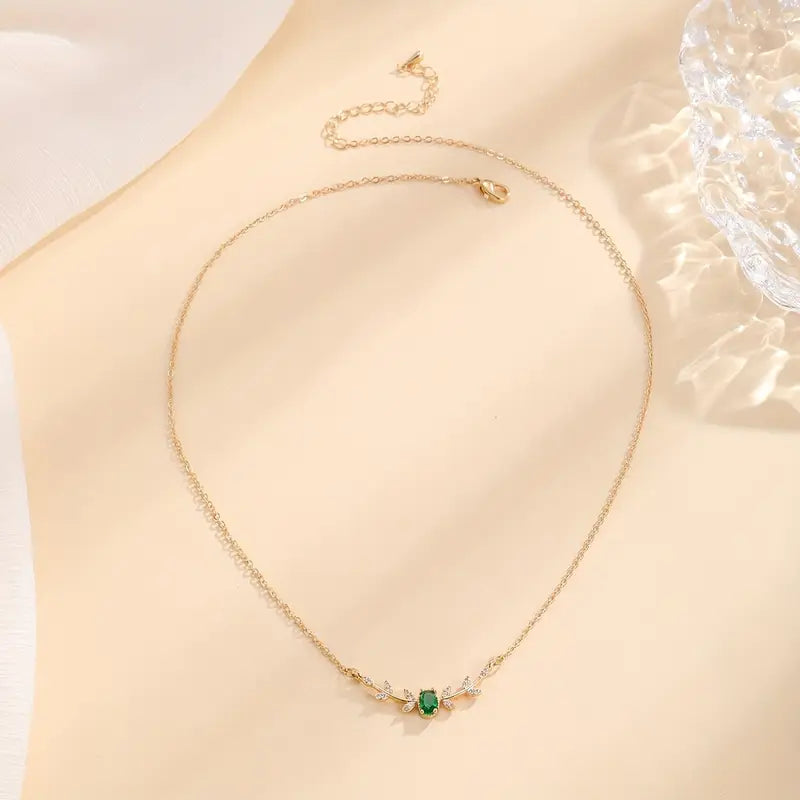 Guld Smaragd Minimalistisk Halsband