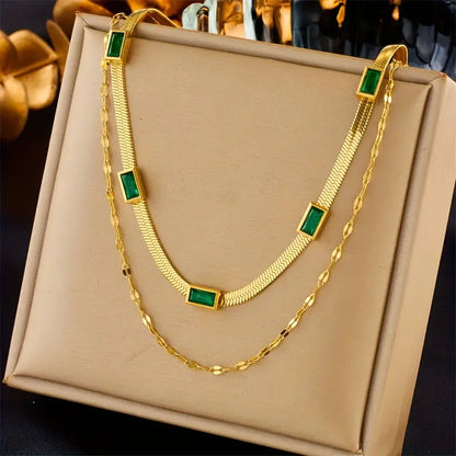 Sister Gem Double-Layer Retro Halsband | Guld