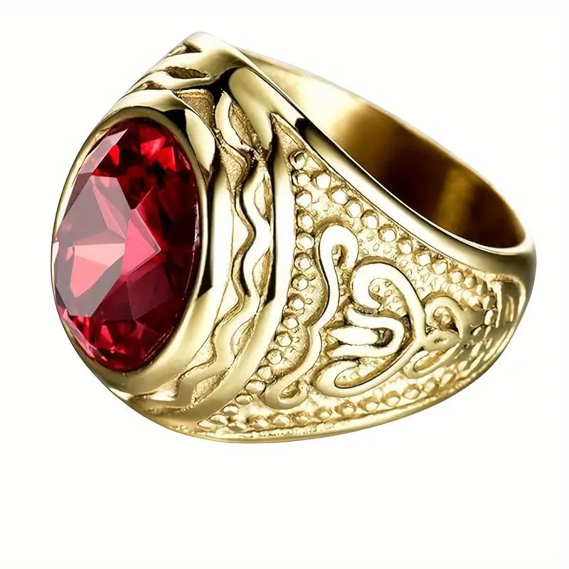 Guld Rubin Graverad Ring