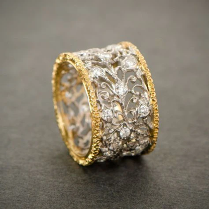 Silver och Guld Ornate Band Ring