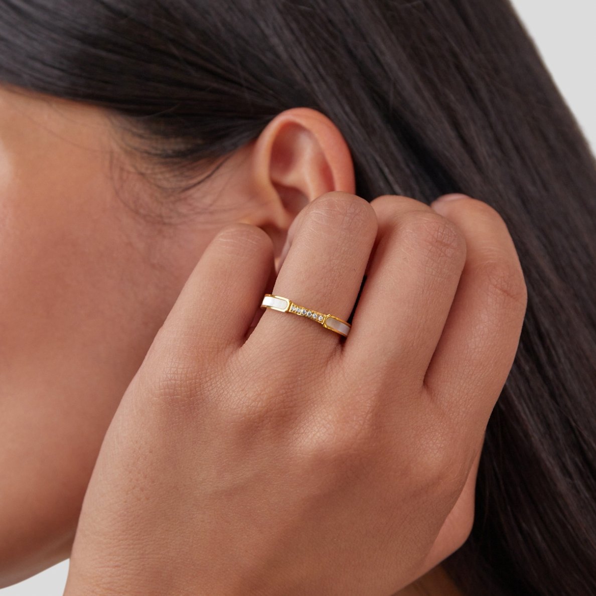Guld Inlägg Band Ring