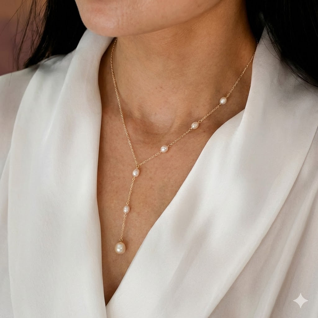 Cascading Pärl Lariat Halsband
